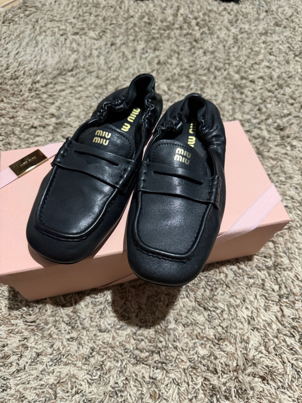 Miu Miu Black Kids Leather Penny Loafers